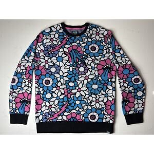 A. Lab Crewbie Sweater Blue & Pink w/White Flowers Trippy Eyeball Men’s Size XL